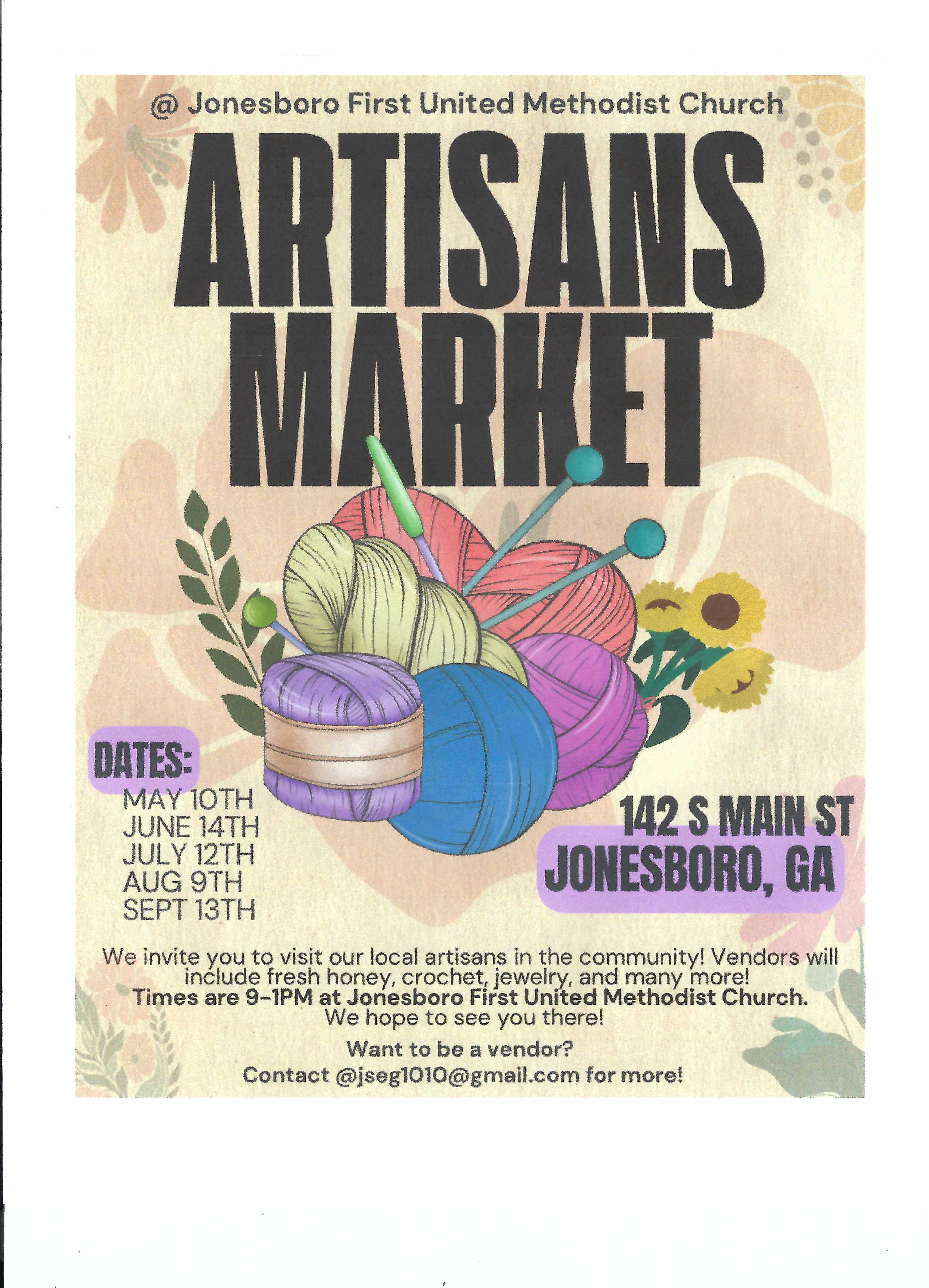 ✨ The Artisans Market at Jonesboro First United Methodist Church ✨